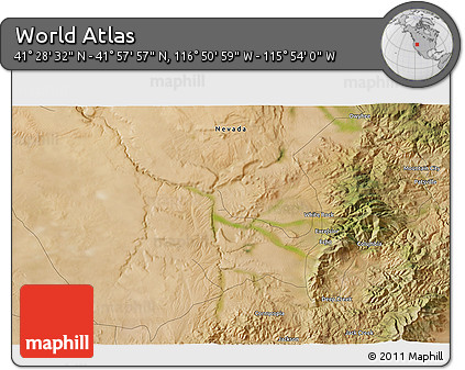 Satellite 3D Map of the Area around 41° 43' 14" N, 116° 22' 30" W