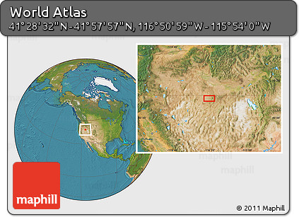 Satellite Location Map of the Area around 41° 43' 14" N, 116° 22' 30" W