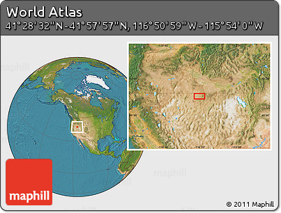 Satellite Location Map of the Area around 41° 43' 14" N, 116° 22' 30" W