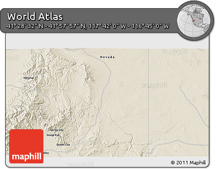 Shaded Relief 3D Map of the Area around 41° 43' 14" N, 117° 13' 29" W