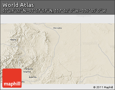 Shaded Relief 3D Map of the Area around 41° 43' 14" N, 117° 13' 29" W