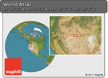 Satellite Location Map of the Area around 41° 43' 14" N, 117° 13' 29" W