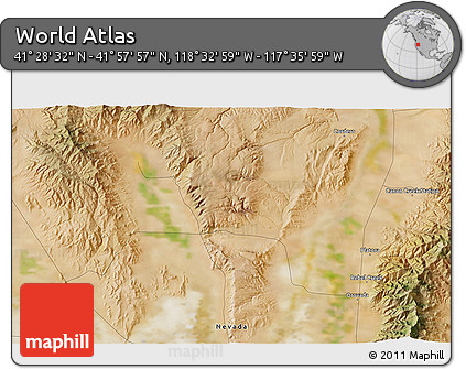 Satellite 3D Map of the Area around 41° 43' 14" N, 118° 4' 29" W