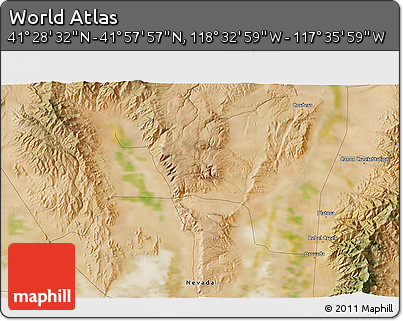 Satellite 3D Map of the Area around 41° 43' 14" N, 118° 4' 29" W