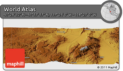 Physical Panoramic Map of the Area around 41° 43' 14" N, 118° 55' 30" W
