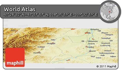 Physical Panoramic Map of the Area around 41° 43' 14" N, 119° 4' 29" E