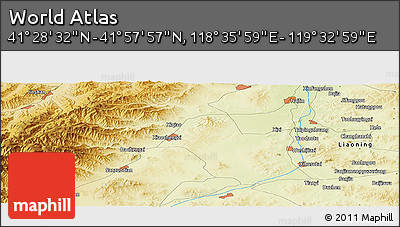 Physical Panoramic Map of the Area around 41° 43' 14" N, 119° 4' 29" E