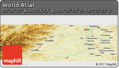 Physical Panoramic Map of the Area around 41° 43' 14" N, 119° 4' 29" E