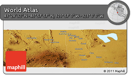 Physical Panoramic Map of the Area around 41° 43' 14" N, 121° 28' 29" W
