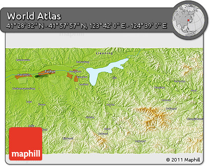 Physical 3D Map of the Area around 41° 43' 14" N, 124° 10' 30" E