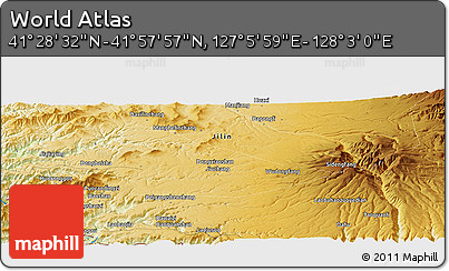 Physical Panoramic Map of the Area around 41° 43' 14" N, 127° 34' 30" E