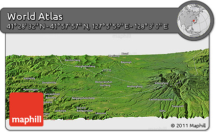 Satellite Panoramic Map of the Area around 41° 43' 14" N, 127° 34' 30" E