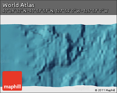 Satellite 3D Map of the Area around 41° 43' 14" N, 127° 25' 30" W