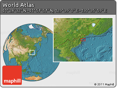 Satellite Location Map of the Area around 41° 43' 14" N, 130° 7' 30" E