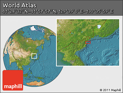Satellite Location Map of the Area around 41° 43' 14" N, 130° 7' 30" E