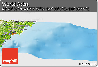 Physical Panoramic Map of the Area around 41° 43' 14" N, 130° 7' 30" E