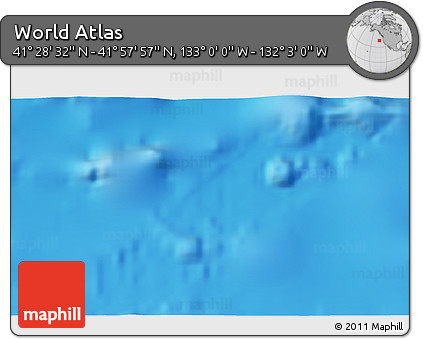 Physical 3D Map of the Area around 41° 43' 14" N, 132° 31' 30" W