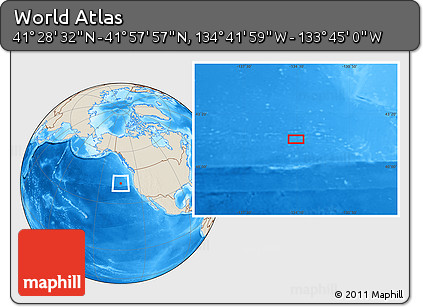 Shaded Relief Location Map of the Area around 41° 43' 14" N, 134° 13' 29" W