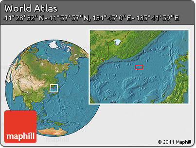 Satellite Location Map of the Area around 41° 43' 14" N, 135° 13' 29" E