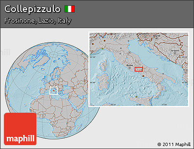 Gray Location Map of Collepizzulo, hill shading