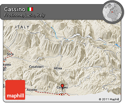 Shaded Relief Panoramic Map of Cassino