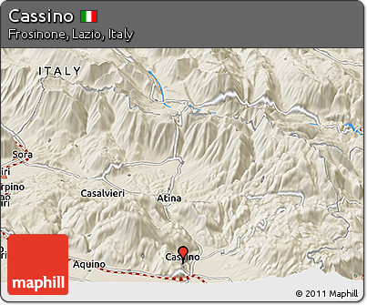 Shaded Relief Panoramic Map of Cassino