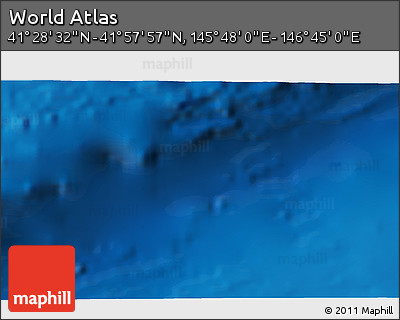 Shaded Relief 3D Map of the Area around 41° 43' 14" N, 146° 16' 30" E