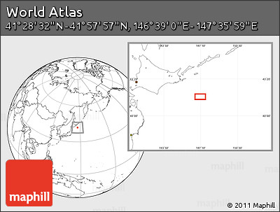 Blank Location Map of the Area around 41° 43' 14" N, 147° 7' 30" E