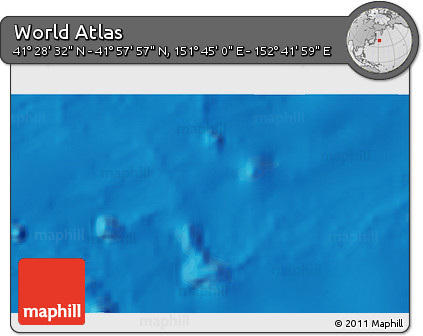 Physical 3D Map of the Area around 41° 43' 14" N, 152° 13' 29" E