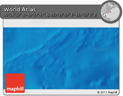 Physical 3D Map of the Area around 41° 43' 14" N, 153° 4' 29" E
