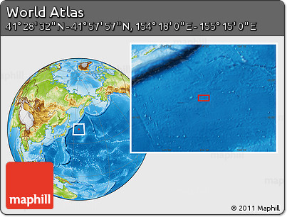 Physical Location Map of the Area around 41° 43' 14" N, 154° 46' 30" E