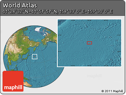 Satellite Location Map of the Area around 41° 43' 14" N, 159° 1' 30" E