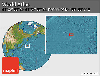 Satellite Location Map of the Area around 41° 43' 14" N, 159° 1' 30" E
