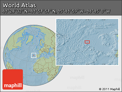 Savanna Style Location Map of the Area around 41° 43' 14" N, 15° 13' 29" W, hill shading
