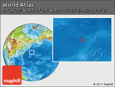 Physical Location Map of the Area around 41° 43' 14" N, 162° 25' 30" E
