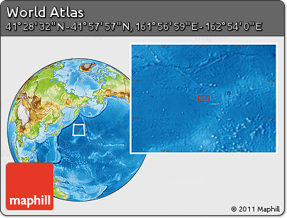 Physical Location Map of the Area around 41° 43' 14" N, 162° 25' 30" E