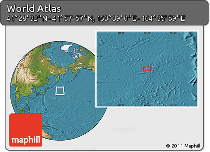 Satellite Location Map of the Area around 41° 43' 14" N, 164° 7' 30" E