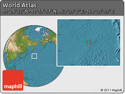 Satellite Location Map of the Area around 41° 43' 14" N, 164° 7' 30" E