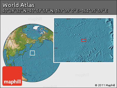 Satellite Location Map of the Area around 41° 43' 14" N, 164° 7' 30" E