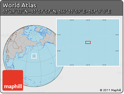 Gray Location Map of the Area around 41° 43' 14" N, 166° 40' 30" E