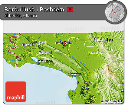 Physical 3D Map of Barbullush I Poshtëm