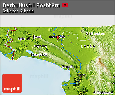 Physical 3D Map of Barbullush I Poshtëm