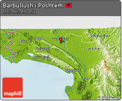 Physical 3D Map of Barbullush I Poshtëm