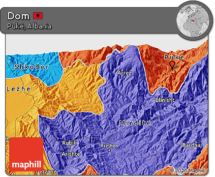 Political 3D Map of Dom