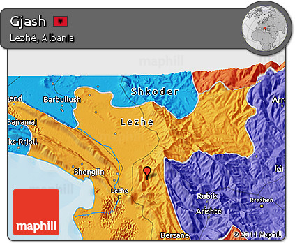 Political 3D Map of Gjash