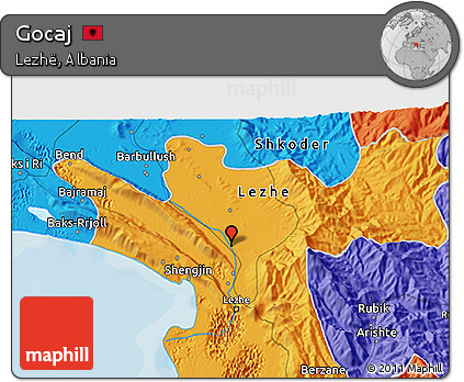 Political 3D Map of Gocaj