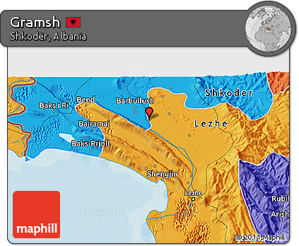 Political 3D Map of Gramsh