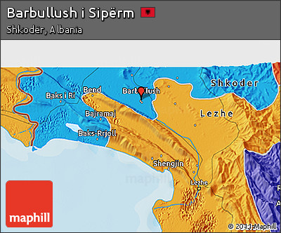 Political 3D Map of Barbullush I Sipërm