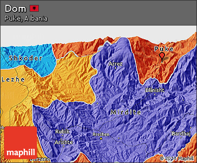 Political 3D Map of Dom