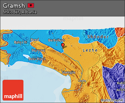 Political 3D Map of Gramsh